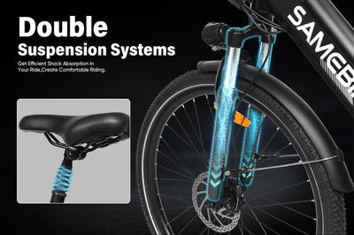 SAMEBIKE Neue Modelle Elektrofahrrad für Männer und Frauen, 26 x 2.1 Zoll Fat Tyre, 36 V 15 Ah Elektrofahrrad, 7 Gangschaltung (blau)