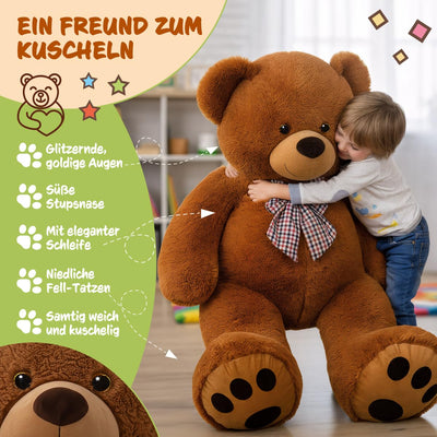monzana® Teddybär L - XXXL 50-175cm Weiches Fell Schleife Tatzendruck Geschenk Plüschtier Kuscheltier Stofftier Riesen Teddy Bär