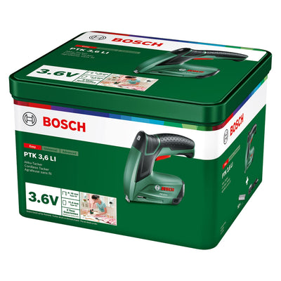 Bosch Akku Tacker PTK 3,6 LI (Integrierter Akku, 3,6 Volt, 30 Schläge/min, in Metalldose)