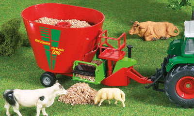 siku 2450, Strautmann Futtermischwagen, 1:32, Metall/Kunststoff, Rot, Beweglicher Futtermischer