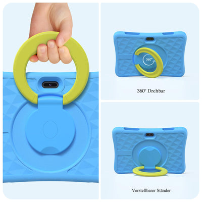 plimpton Kids Tablet 10 Zoll, Kinder Tablet mit Android 15, 9GB RAM+64GB ROM(512GB Erweiterbar) Tablets für Kinder mit Schutzhülle, Kindersicherung, BT 5.0, WiFi, Dual Kamera