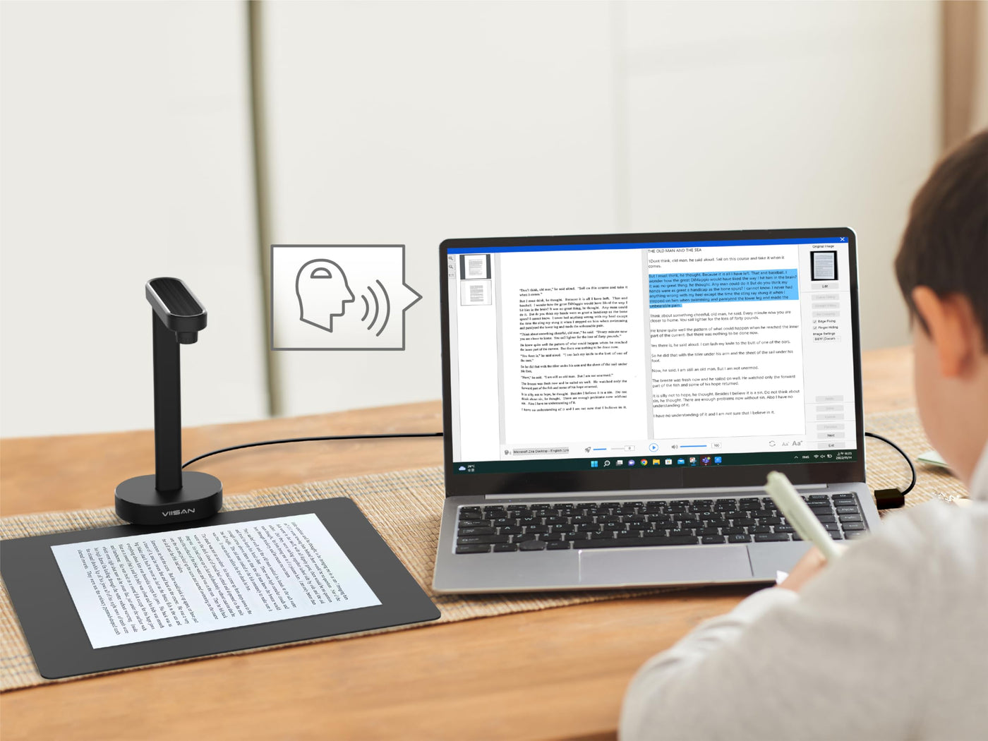 VIISAN Dokumentenscanner, 16MP USB tragbar, Aufnahmegröße A4, Deskewing, Scannen von mehrseitigen Dokumenten, OCR & TTS Tech, funktioniert mit Windows & MacOS