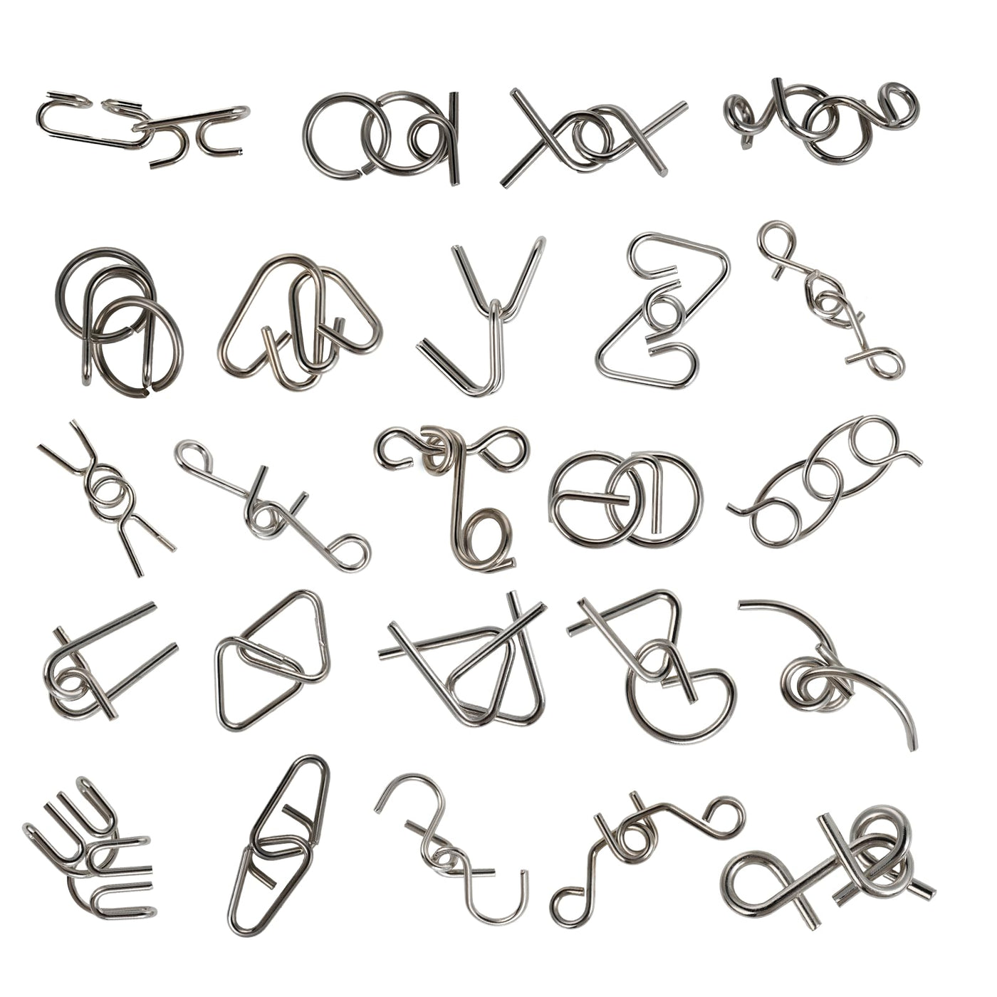 24-teiliges Metallpuzzle Set, Knobelspiele für Erwachsene, Geduldsspiel für Erwachsene, Geschicklichkeitsspiele, Geduldspiele für Kinder, IQ Puzzle 3D Brainteaser, Geschenkidee für alle Altersgruppen