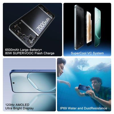 OPPO A6 Pro 5G 8+256GB AI Smartphone, Handy Android Ohne Vertrag, Batterie 6500mAh, 80W SUPERVOOC, Dimensity 6300 5G, Bildschirm 120Hz 6,57" AMOLED, IP69, AI-Kamera 50+2MP, NFC, Dual SIM, Blau