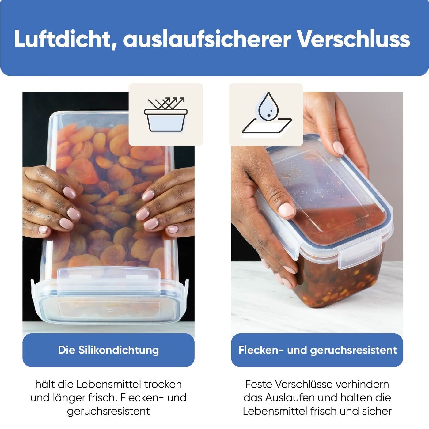 Luftdichtes Frischhaltedosen-Set, 24-teilig, Küchen- und Speisekammer-Organisation, BPA-frei, Kunststoffdosen mit robusten Deckeln, ideal für Müsli, Mehl und Zucker, Etiketten, Marker und Löffel-Set