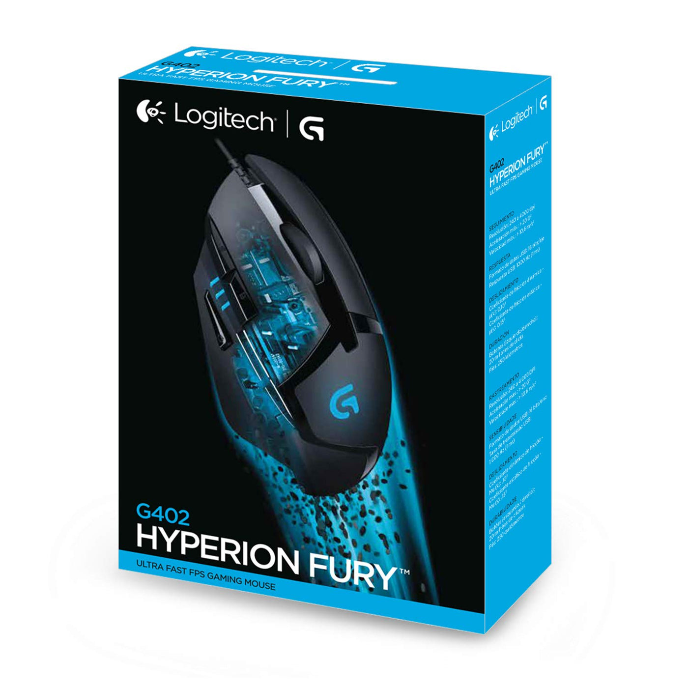 Logitech G402 Hyperion Fury Gaming-Maus mit 4K DPI optischem Sensor, 8 programmierbare Tasten, Taste zur DPI-Umschaltung, 32-Bit-ARM-Prozessor, Leichtgewicht, PC/Mac - Schwarz