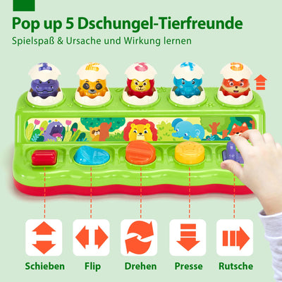 hahaland Baby Spielzeug ab 1 Jahr mit Musik & Licht,Pop up Kinderspielzeug mit Tieren und Knöpfen,Montessori Spielzeug für Frühe Entwicklung Ursache und Wirkung, Motorikspielzeug ab 1 Jahr