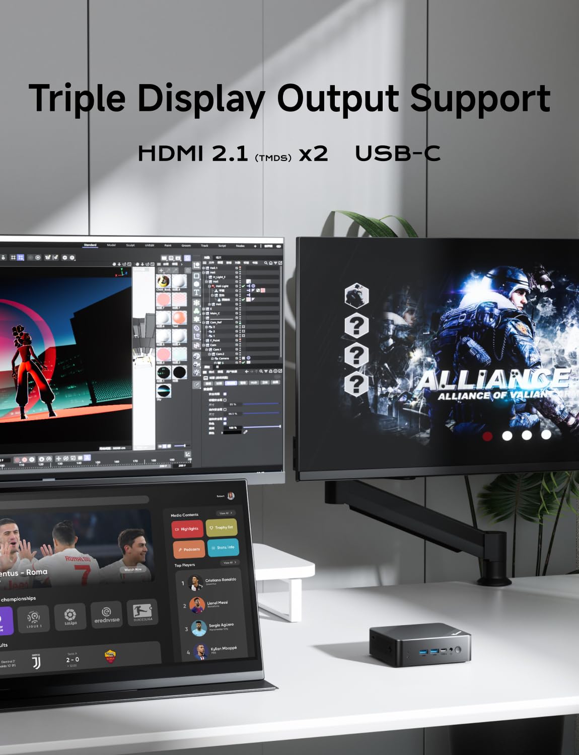 MINIS FORUM Mini PC UN100P, N100 Prozessor, 4 Kerne/4 Threads, bis zu 3,4 GHz, UHD Grafikkarte, 16 GB DDR4 SO-DIMM/512 GB SSD, HD×2/USB-C, RJ45 2,5G, USB3.2 Gen2×2, SD-Karte, WiFi-6, BT5.2