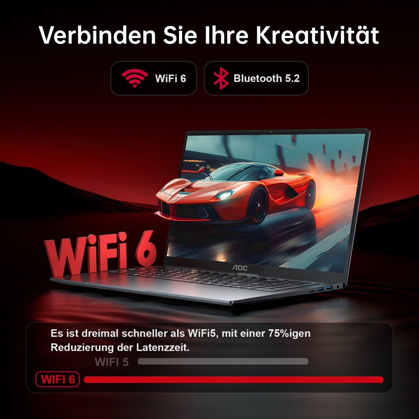 AOC 16,1 Zoll Laptop Ryzen7 5700U,bis zu 4.3GHz,RAM 16 GB DDR4 512 GB NVMe SSD, Tastatur mit Hintergrundbeleuchtung Computer,WiFi6,HDMI,1920 * 1080 FHD Computer,Metallgehäuse