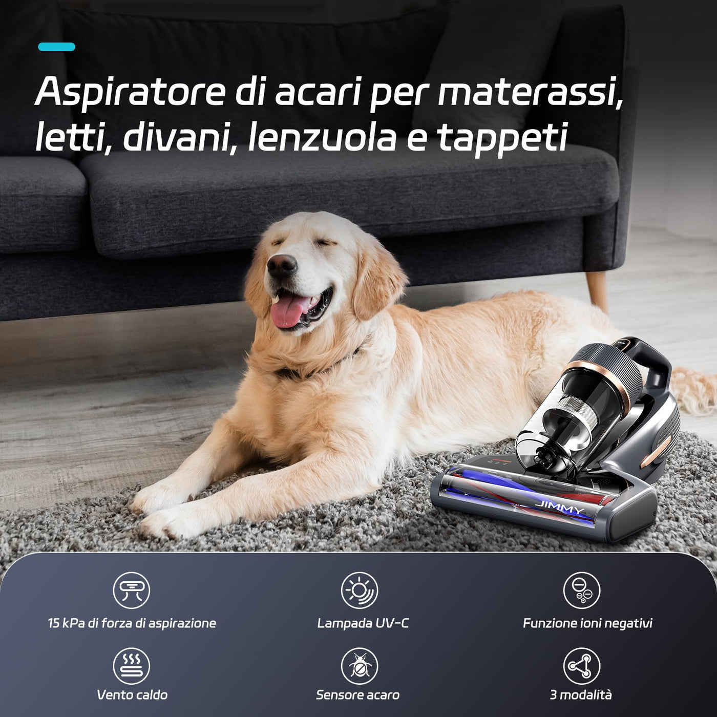Jimmy BX7 Pro Max Milbensauger 700W, Matratzenreiniger Bettstaubsauger mit UV-C-Licht, 65 ℃ heißem Wind und Graphen-Heizung, Staubsensor, Negativ-Ionen-Funktion, LED-Bildschirm, für Matratzen Bett