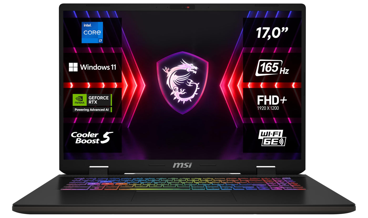 MSI Sword 17 HX, Gaming Laptop, 17,0" FHD+, Intel® Core™ i7 Prozessor 14650HX, 16 GB DDR5-5600 RAM, 1 TB, NVIDIA® GeForce RTX™ 4060, Windows 11 Home, QWERTZ Tastatur, B14VFKG-276
