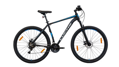 LUCHS "Kaku & Titan Mountainbike, MTB Jungen und Herrenfahrrad Vielseitiges Fahrrad mit 24", 26", 27.5" oder 29" und Federgabel (Schwarz/Blau, 27,5" Zoll (Disc-Brake))