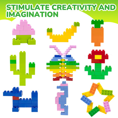 Mirthben 120 Stück Große Bausteine Set, 2 Formen und 8 Farben Bauklötze, Kompatibel mit Duplo Steine und Allen führenden Marke, Bunte Bauspielzeug für Kinder ab 3 Jahren