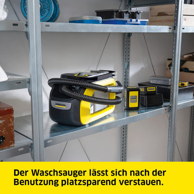 Kärcher SE 3-18 Compact Akku-Waschsauger (Integrierter Sprühschlauch, extra Wasch- und Fugendüse zur Polsterreinigung, 75 mm Arbeitsbreite, Durchspülfunktion, Autoreinigung, ohne Akku und Ladegerät)