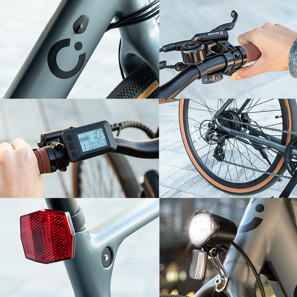 Cecotec Elektro-Stadtfahrrad Sprint Silver, 250W, 28-Zoll-Räder, 70 km Reichweite, 360 Wh Batterie, Shimano Altus 8-Gang-Schaltung und Doppel-Hydraulikbremsscheiben