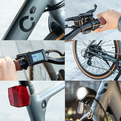 Cecotec Elektro-Stadtfahrrad Sprint Silver, 250W, 28-Zoll-Räder, 70 km Reichweite, 360 Wh Batterie, Shimano Altus 8-Gang-Schaltung und Doppel-Hydraulikbremsscheiben