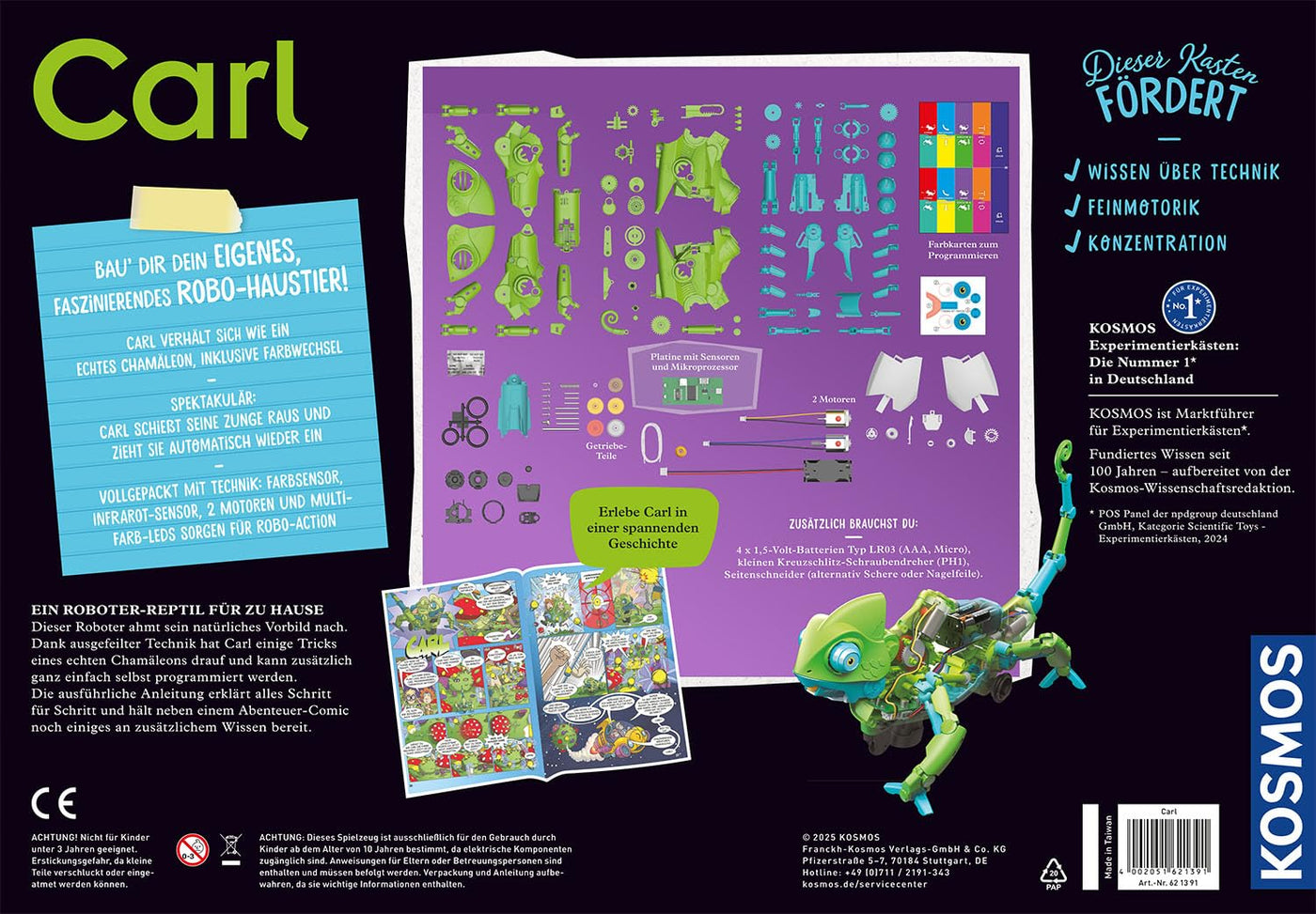 Kosmos 621391 Carl - Das Coding-Chamäleon, Roboter-Chamäleon mit Farbwechsel-Effekt, Codieren für Kinder, Experimentierkasten ab 10 Jahre