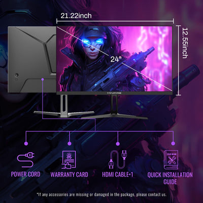 Minifire Gaming Monitor 24 Zoll, 180 Hz, 1ms, AdaptiveSync,IPS, 2xHDMI 2.0/1xDP 1.4 Ports, FHD, sRGB 110%, Monitor PC Bildschirm(MFG24F4 HDMI-Kabel im Lieferumfang enthalten)