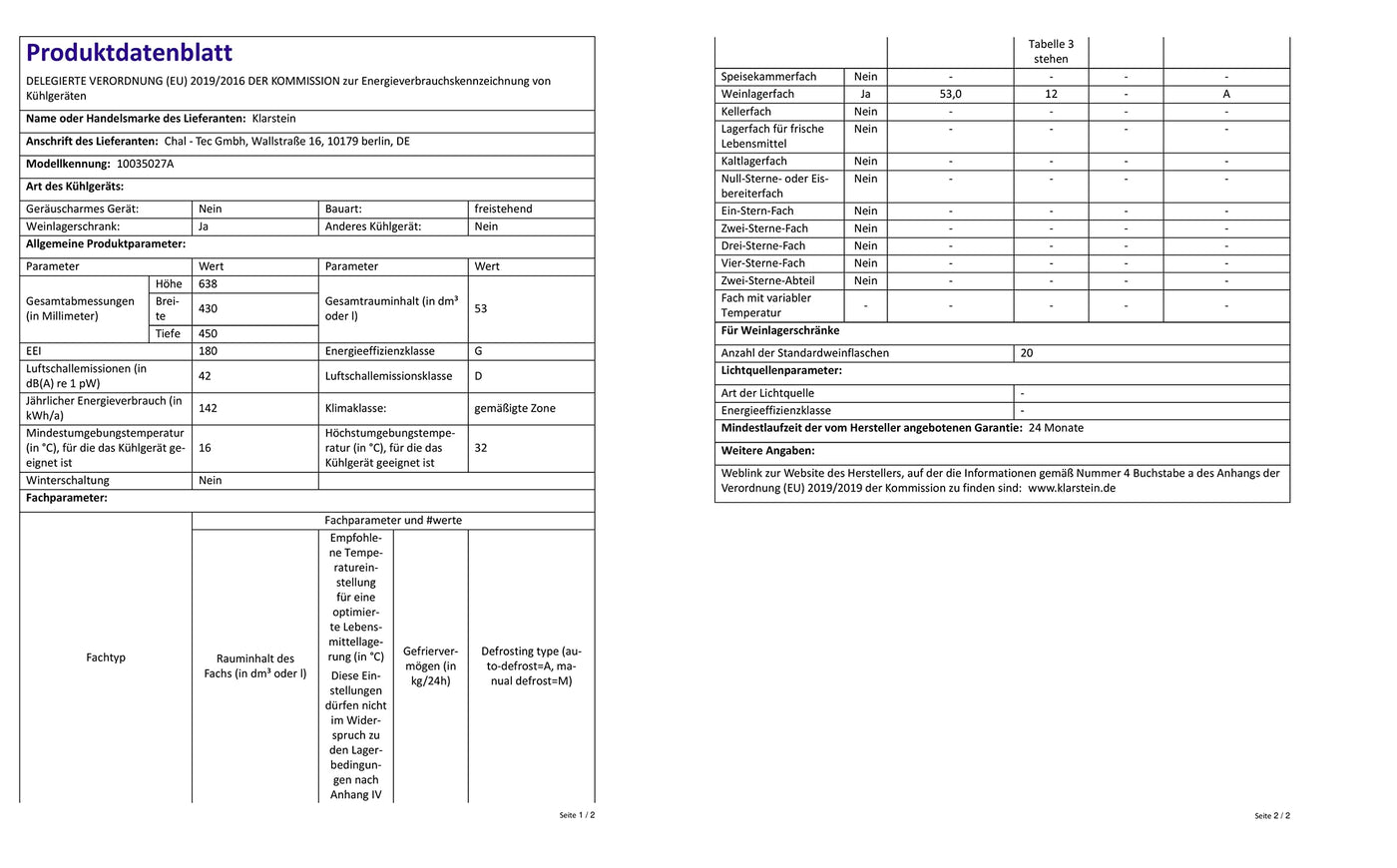 Klarstein Weinkühlschrank, 1 Zonen Getränkekühlschrank Klein, Kleiner Weinschrank 53L, Wein-Kühlschrank Klein mit Glastür, Indoor/Outdoor Flaschenkühlschrank, Wine Fridge 5-18°C, 20 Flaschen