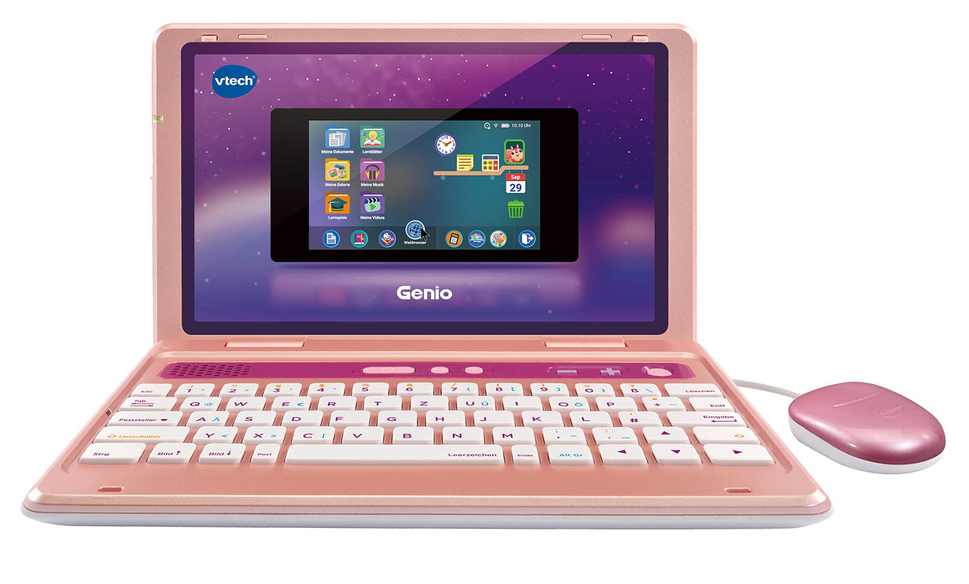 Vtech Genio Lernlaptop pink – Lerncomputer mit Internetzugang, Textprogramm und Lerninhalten zu Buchstaben, Wörtern, Mathe, Logik u. v. m. – Für Kinder von 5-12 Jahren
