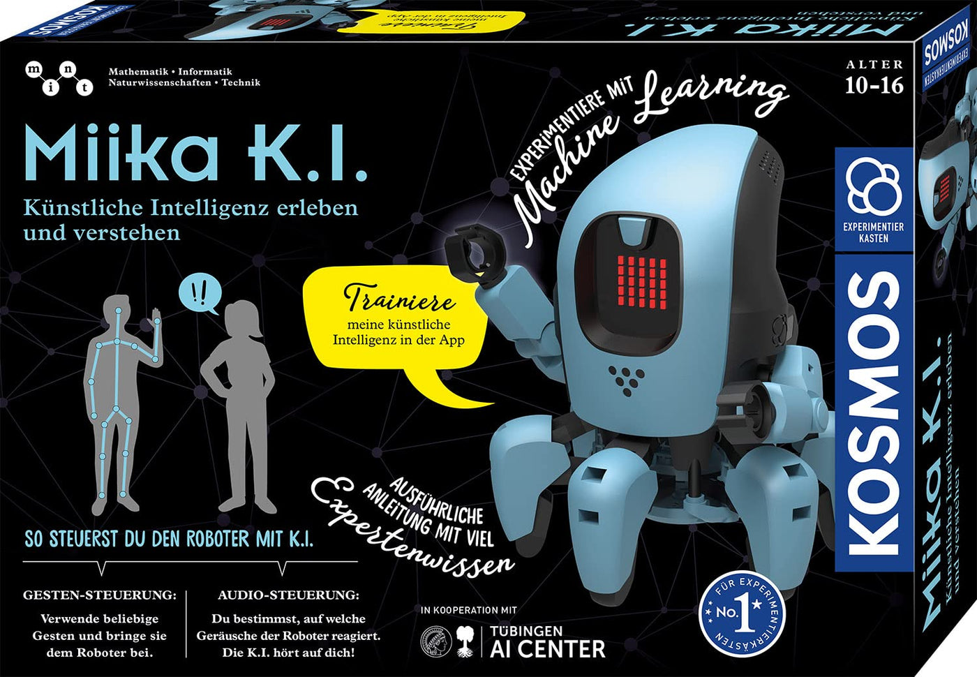 KOSMOS 620899 Miika K.I. Roboter, künstliche Intelligenz erleben und verstehen, trainiere ihn mit Gesten oder Stimme, innovativer Experimentierkasten für Kinder ab 10 Jahre, Roboter-Spielzeug