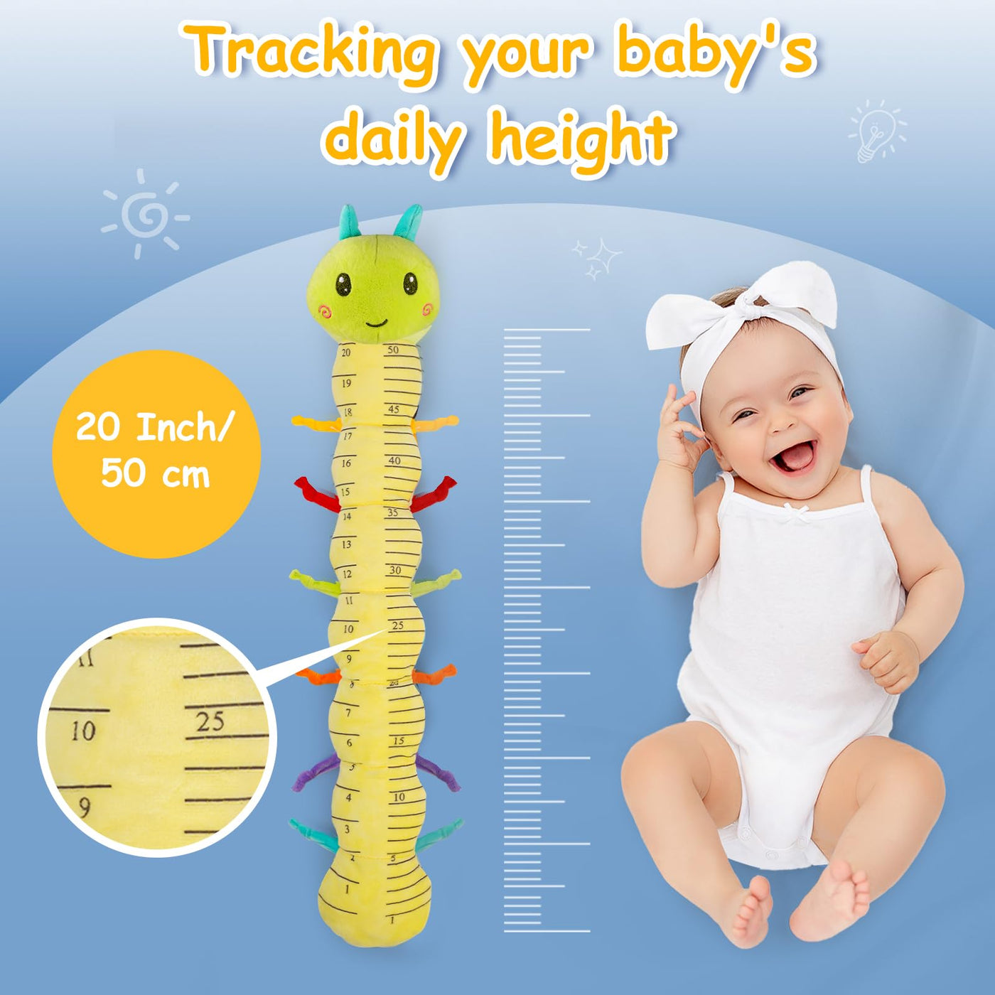 Joyreal Baby Spielzeug 0-6 Monate, 10-teiliges Set für Neugeborene Sensorikspielzeug, Baby Raupe Musikspielzeug, Rasseln, Bänder, Tummy Time Toys, Geschenk von 3, 6, 9 Monaten