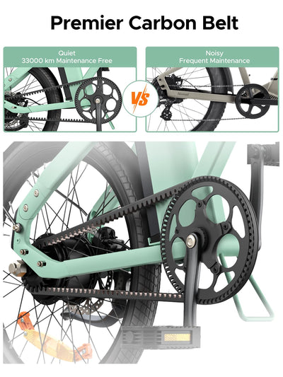 ENGWE E Bike mit APP-Ebike 36V 9.6Ah Akku bis zu 100km, E Bike Klapprad 250W Motor Max 25km/h, Elektrofahrrad 42Nm Drehmomentsensorik & Kohleriemen, E-Bike 3 Stufen-PAS Pendler für Stadt P20