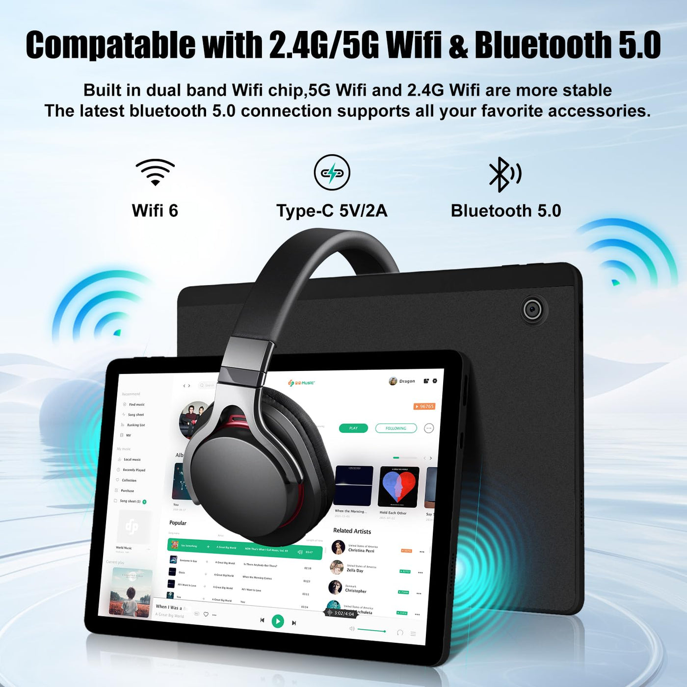 Fullant Tablet 11 Zoll, Android 14 Tablet with Octa Core 2.0GHz Prozessor, 10GB RAM 128GB ROM 1TB TF, 5G+2.4G WiFi 6, 8+5MP Dual Kamera, 6800mAh Akku, Bluetooth 5.0 (Schwarz)