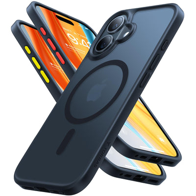 TORRAS Guardian-Mag für iPhone 16 Hülle für MagSafe (TOP Militärschutz & Magnetkraft) Matt Durchscheinende Rückseite Hülle für iPhone 16 Case Dünn Schwarz