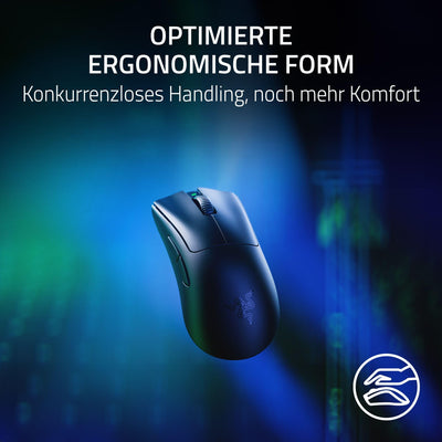 Razer DeathAdder V3 Pro + HyperPolling Wireless-Adapter - Ultra leichte E-Sport-Maus mit echten 8K Hz kabelloser Abtastrate (63 gr, Optischer Focus Pro 30K, Optische Switches 3. Gen) Schwarz