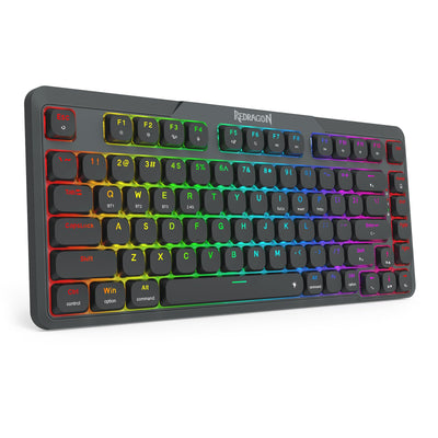 Redragon K706 PRO 75% kabellose Gasket RGB-Gaming-Tastatur, 3-Modi, 82 Tasten, kompakte mechanische Tastatur mit ultraflacher Platine, flachem linearen roten Schalter und Dual-Win/MAC-System