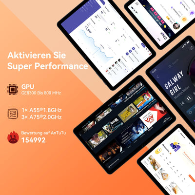 TABWEE T80 Android 15 Tablet 10 Zoll, 12GB RAM + 128GB ROM (Erweiterbar auf 2TB), 5G WiFi, Gemini AI, 6000mAh Akku. Perfekt für Gaming mit Dual-Kamera, BT5.0, OTG & Type-C. Neuestes Modell 2025