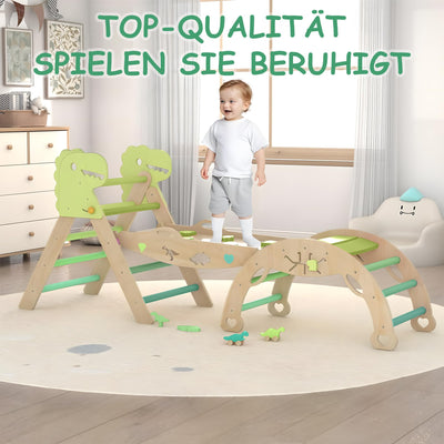 LEWGEE Montessori Indoor Spielset:9-in-1 Klettergerüst,Indoor Kletterdreieck, Kletterbogen mit Kissen,und Rutsche für Kinder,Indoor Spielplatz 1-3 Jahre