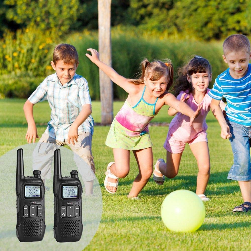 Radioddity PR-T1 PMR446 Walkie Talkie Set mit LC-Display, Funkgerät 4KM Reichweite, 16 Kanäle PMR446 Lizenzfrei Wiederaufladbar Akku mit Headset für Abenteuer, Outdoor-Aktivitäten, Camping, 2 Stücke