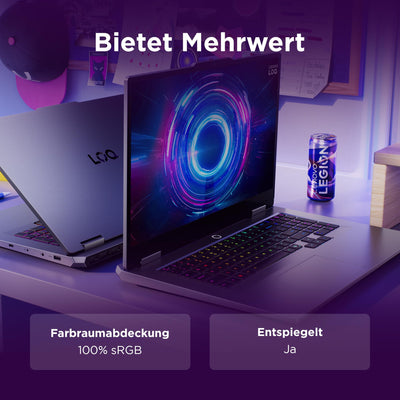 Lenovo LOQ Gaming AI Laptop | 17.3" Full HD 165Hz Display | NVIDIA GeForce RTX 5070 | Intel Core i7-14700HX | 16GB RAM | 1TB SSD | Win11 | QWERTZ | 24-Zonen-RGB-Tastatur | Grau | 3 Monate GamePass