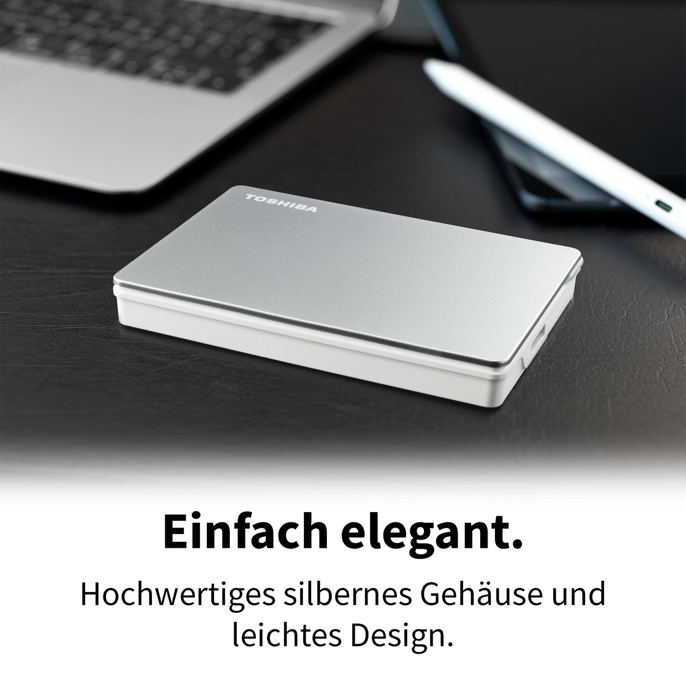 Toshiba 1TB Canvio Flex Portable External Hard Drive for Mac, Windows PC and Tablet use, compatible with most USB-C and USB-A devices, Silver (HDTX110ESCAA)