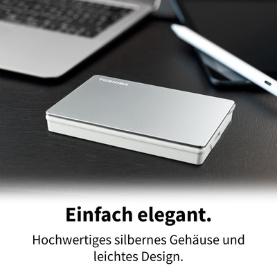 Toshiba 1TB Canvio Flex Portable External Hard Drive for Mac, Windows PC and Tablet use, compatible with most USB-C and USB-A devices, Silver (HDTX110ESCAA)