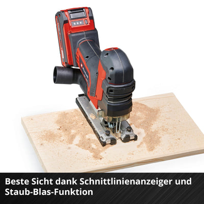 Einhell Professional Akku-Stichsäge TP-JST 18/135 Li BL Power X-Change (18 V, 135 mm Schnitttiefe in Holz, 26 mm Hubhöhe, Brushless, T-Style-Griff, 3x Sägeblatt, ohne Akku)