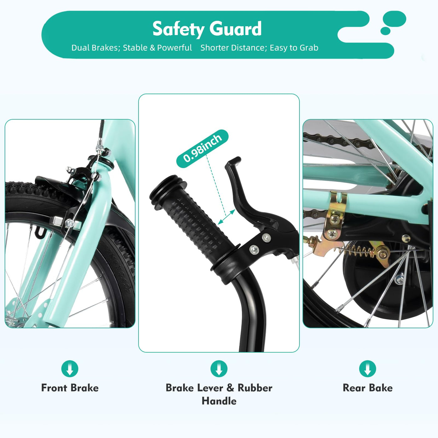 HUSPOO Kinderfahrrad - 16 Zoll Fahrrad für Jungen und Mädchen, Anfänger Fahrräder Radfahren mit Stabilisatoren, Verstellbarem Sitz, geeignet für Kinder im Alter von 5-8 Jahren, Grün