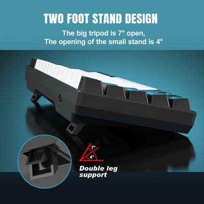 Snpurdiri 60% kabelgebundene mechanische Gaming-Tastatur, 61 Anti-Ghosting-Tasten, Blaue LED-Hintergrundbeleuchtung, ultrakompakte Zwei Ständer (Roter Schalter/Schwarz Weiß)
