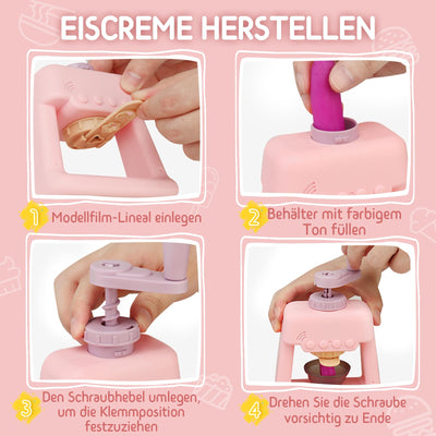 JONRRYIN Knete Set für Kinder, 65 Stück Knete Zubehör Knetwerkzeug mit 12 Modelliermasse, Kreatives Kinderknete Dough Nudelmaschine Spielset Geschenk für Mädchen & Junge (Rosa)