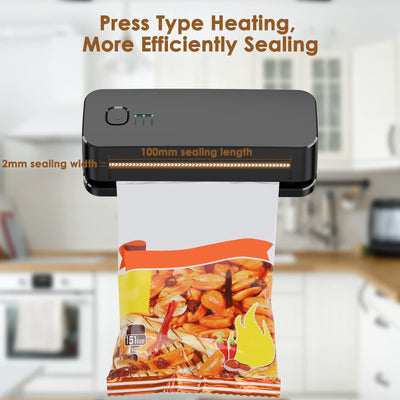 ODSD Mini Folienschweißgerät, Wiederaufladbar, mit 3 Geschwindigkeiten, Mini Bag Sealer Versiegelungsmaschine Hand Verschlussgerät für Plastiktüten Beutel Spänesäcke Snack (Schwarz)