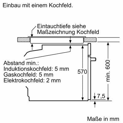 Siemens HB517GBS3, iQ500, Einbau-Backofen 60 x 60 cm, Hydrolytische Reinigungshilfe, lightControl für intuitive Bedienung, 3D Heißluft, cookControl10 Automatikprogramme, Schnellaufheizung, softMove