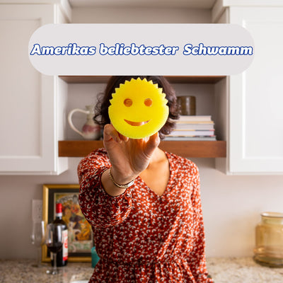 Scrub Daddy Original Spülschwamm, Reinigungsschwamm Smiley Form - Putzschwamm mit Texturveränderung, kratzfreier Schwamm Küche, Scheuerschwamm, Schmutzradierer, spülmaschinenfest - 2er-Pack Gelb