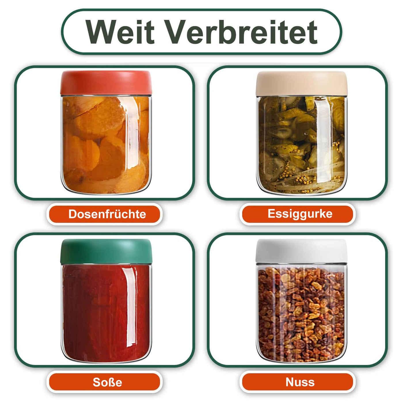 QIMYGIFT Overnight Oats Gläser mit Deckel, 500ml Einmachgläser mit Schraubdeckel Meal Prep Gläser für Hausgemachte Marmelade, Babynahrung, Einlegen, Einmachen, Mason Jar, Sauerteig