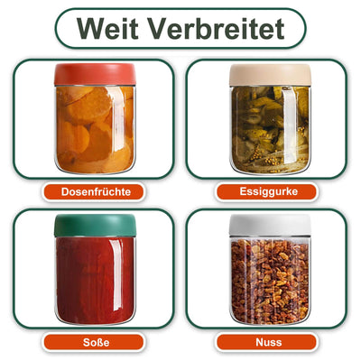 QIMYGIFT Overnight Oats Gläser mit Deckel, 500ml Einmachgläser mit Schraubdeckel Meal Prep Gläser für Hausgemachte Marmelade, Babynahrung, Einlegen, Einmachen, Mason Jar, Sauerteig