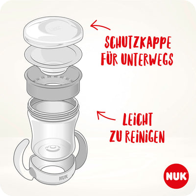 NUK Mini Magic Cup Trinklernbecher | auslaufsicherer 360°-Trinkrand | ab 6 Monaten | praktische Griffe | BPA-frei | 160 ml | blaue Maus