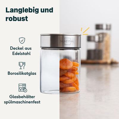 SILBERTHAL Vorratsdosen Glas mit Deckel Set 700 ml - Vorratsgläser für luftdichte & auslaufsichere Aufbewahrung in der Küche