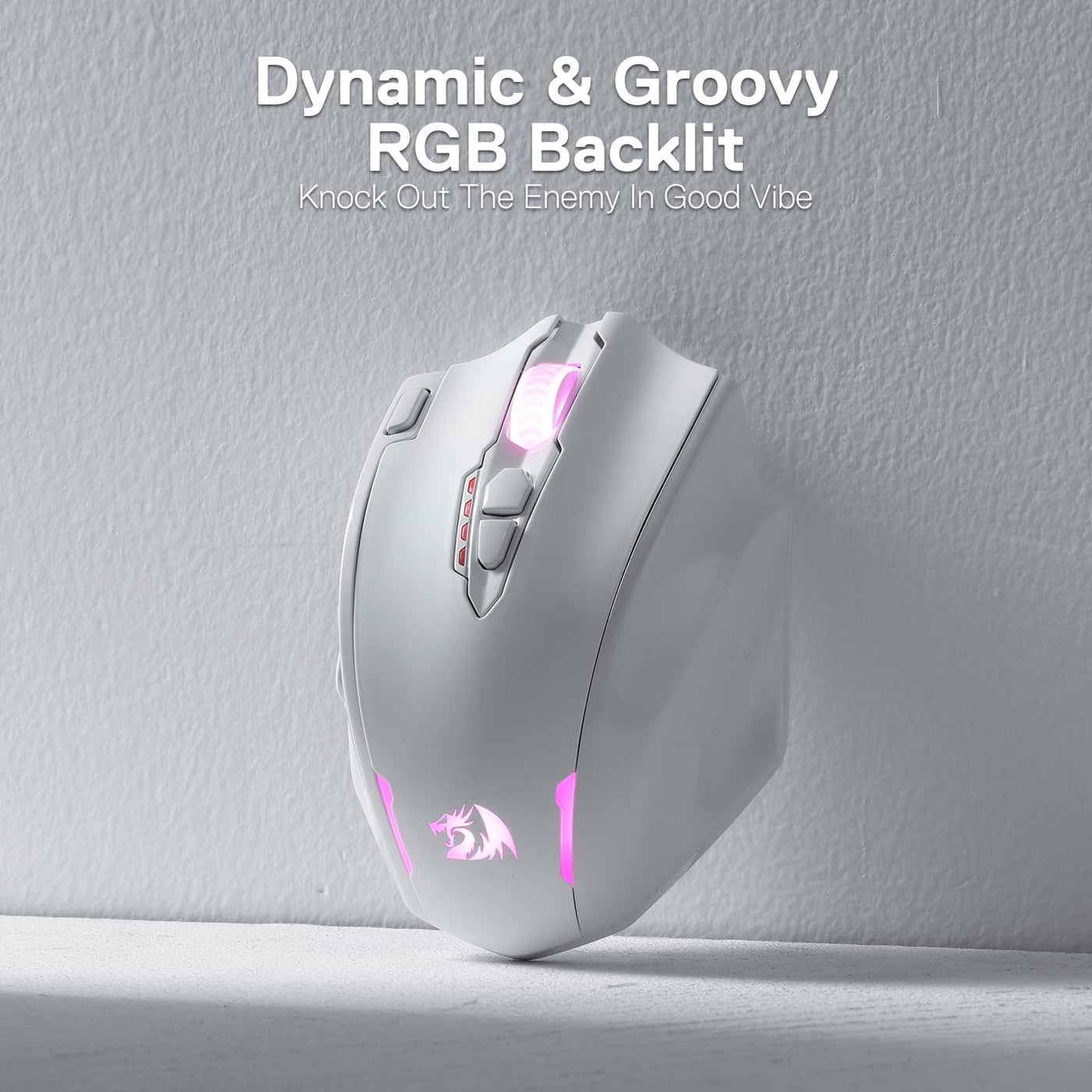 Redragon M913 kabellose Gaming-Maus, 16.000 DPI kabelgebundene/kabellose RGB-Maus mit 16 programmierbaren Tasten, 45-Stunden-Akku und professionellem Sensor, 12 seitliche Tasten, MMO-Maus, Weiß