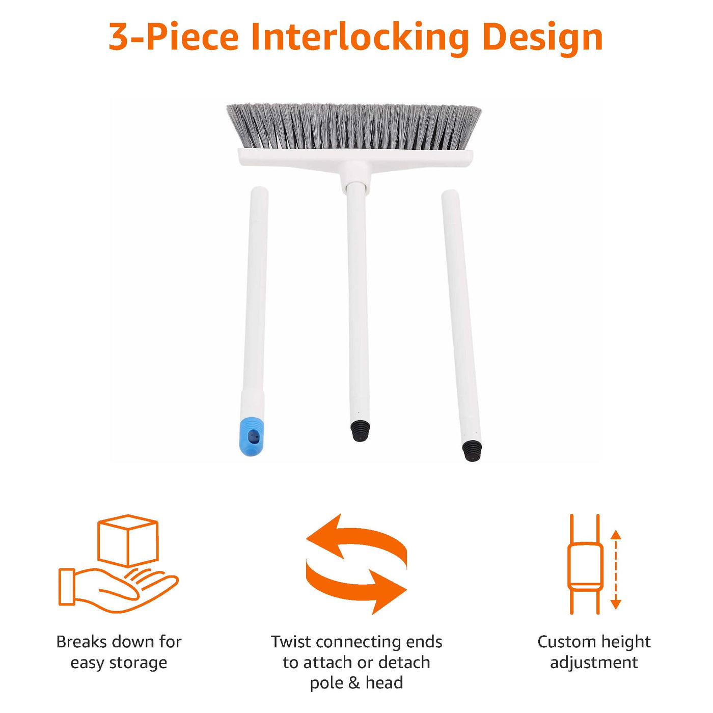 Amazon Basics - Besen mit abgewinkeltem Stiel, Blau/Weiß